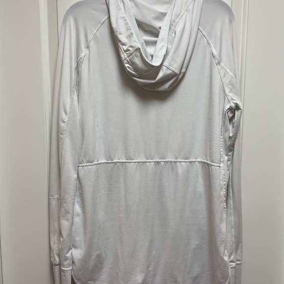 Athleta Tops - Athleta Large White Performance Knit Hoodie Large Pockets Thumb Holes